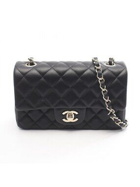 Chanel Shoulder Bag Mini Quilted 20 Black Lambskin Chain